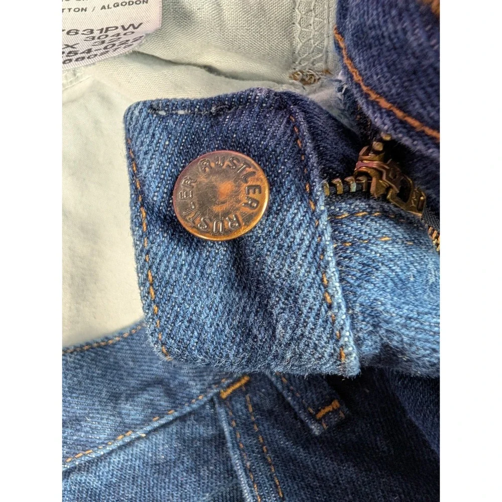 Wrangler VTG Rustler Jeans 36x30 Blue Dark Wash Regular Fit Straight 100% Cotton